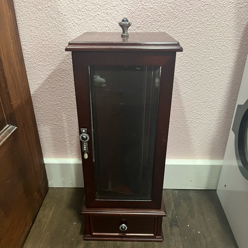 Wooden Jewelry Armoire With Swivel